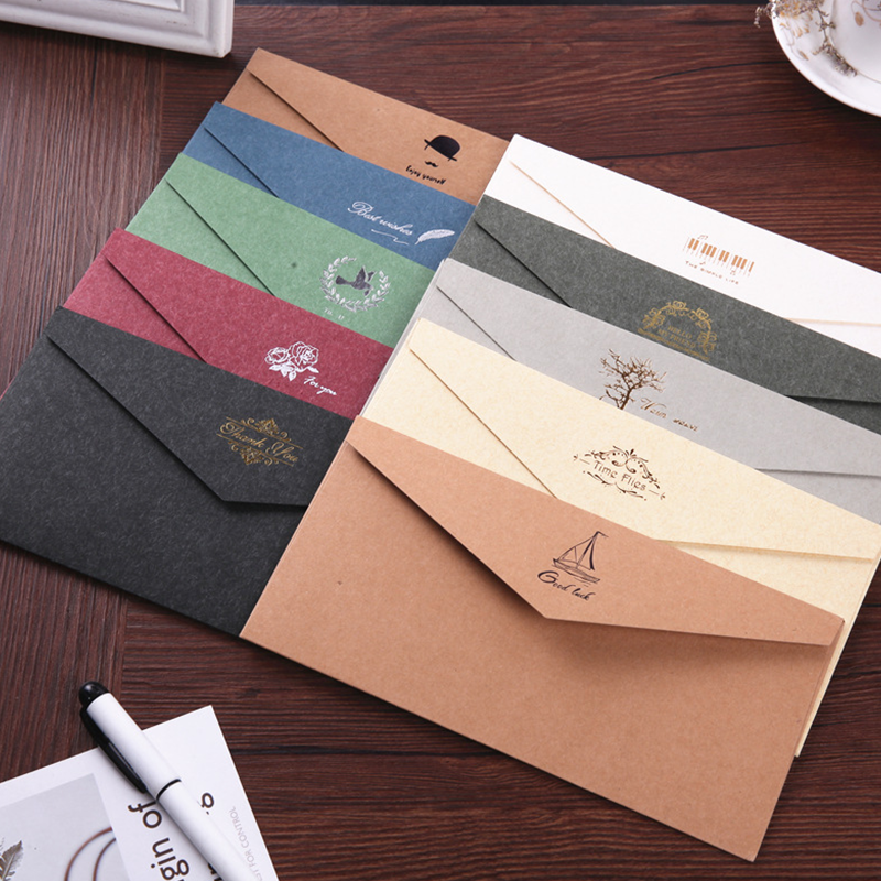 [10 Cái] Phong Bì Màu Đồng Cổ Điển Phong Bì Giấy Kraft Màu Trơn Phong Cách Phương Tây Thiệp Chúc Mừng Thư Tình Phong Bì Thư Mời Kinh Doanh
