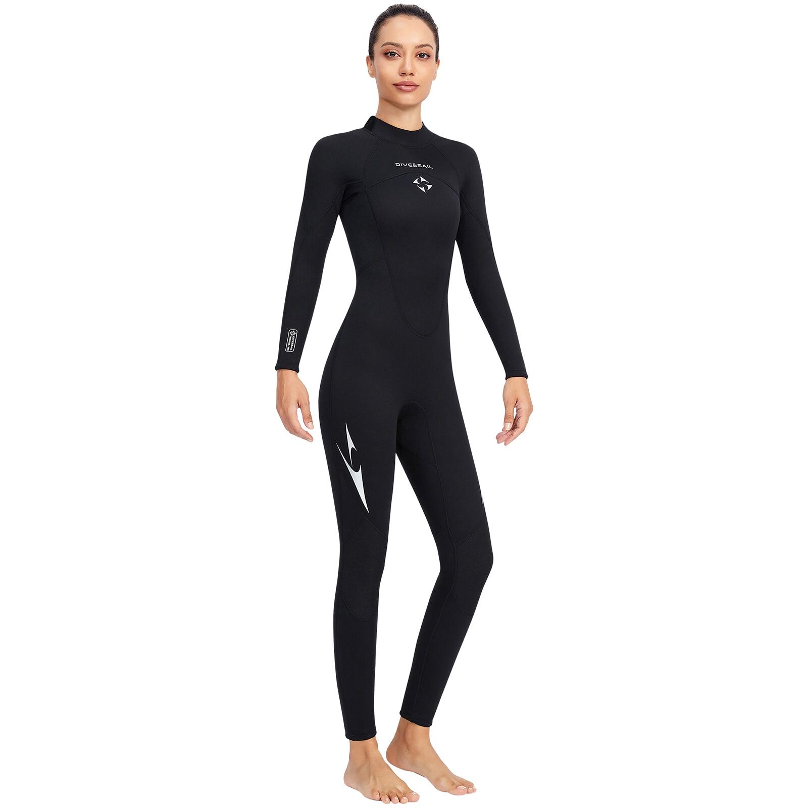 ผู้หญิงเต็มรูปแบบ Scuba Dive ชุดเว็ทสูท Wetsuits 3mm Neoprene ฤดูหนาวว่ายน้ำ Surfing ดำน้ำฉมวก