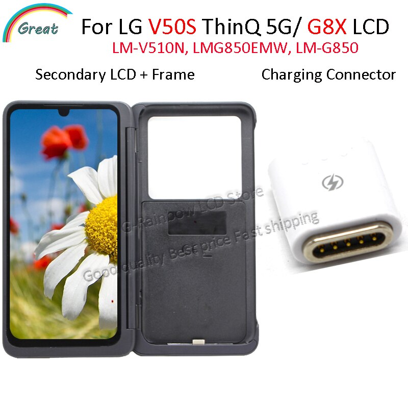 Screen For Lg V50s Thinq 5g For Lg G8x Lcd Dual Display With Frame Touch Panel Screen Digitizer Charging Connector