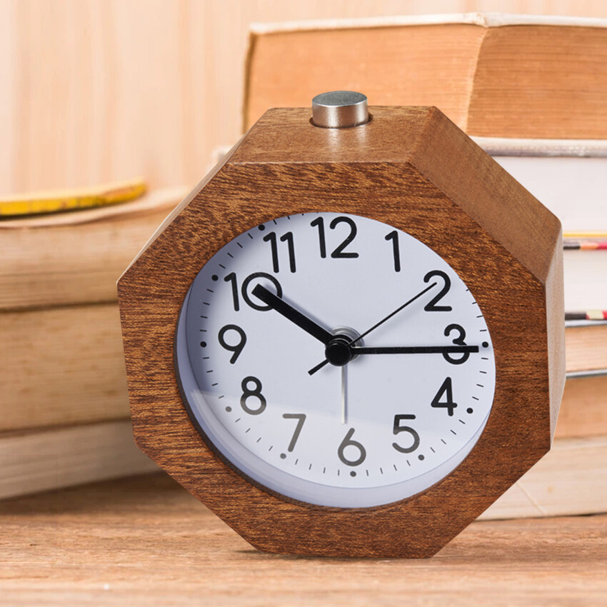 Alarm Clock Without Ticking Wooden With Snooze Function 【代引可】