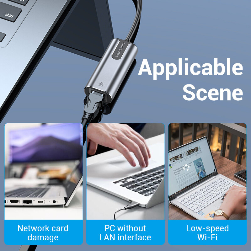 Vention Bộ Chuyển Đổi USB Type C Sang Gigabit Ethernet Áp Dụng Cho Giao Diện USB C Hỗ Trợ Tốc Độ Cực Nhanh 1000Mbps Cho Apple Macbook HuaWei Matebook Lenovo Notebook XiaoMi USB 3.1 USB C Sang Bộ Chuyển Đổi Ethernet Digibit