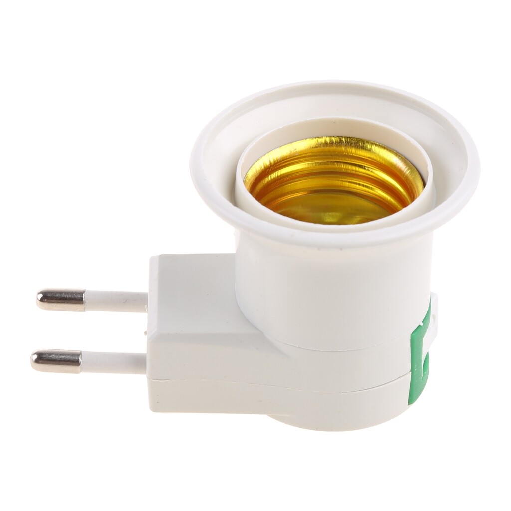 EU Plug E27 Screw Base Socket Extension Adapter Plug-in Light Socket with On/Off Switch 3-Prong Outlet to Light Socket