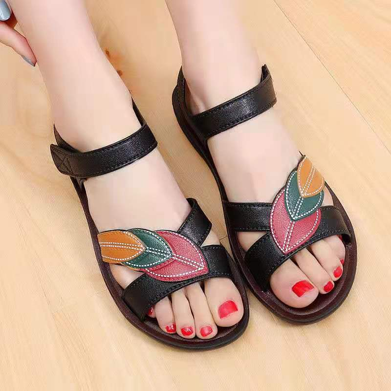 Hot❥Women sandal Flat Bottom Female Slipper Flower Strip