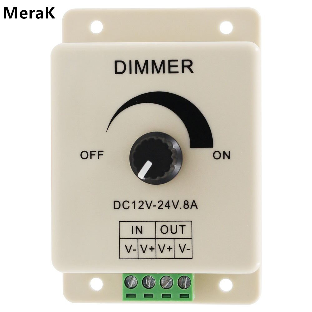 LED Dimmer Switch DC 12V 24V 8A Adjustable Brightness Lamp Bulb Strip Driver Single Color Light Power Supply Controller