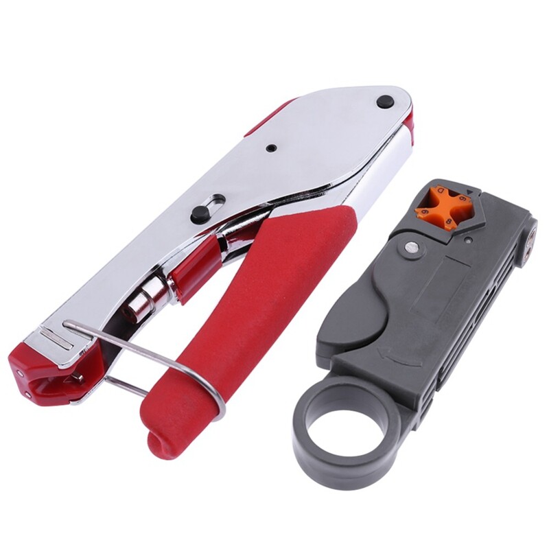 Kẹp Ép Cáp Đồng Trục Bộ Dụng Cụ Bấm Cốt & Dây Vũ Nữ Thoát Y Cho RG6 Đồng Trục Dụng Cụ Uốn Cáp Với Đầu Nối Nén