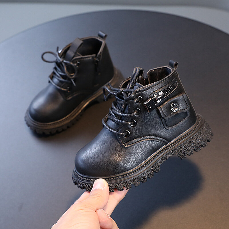 New Boys and Girls Martin Boots Children's British Short Boots Fashionable Side Zipper Soft-soled Boots Suitable for 8 Months To 6 Years Old