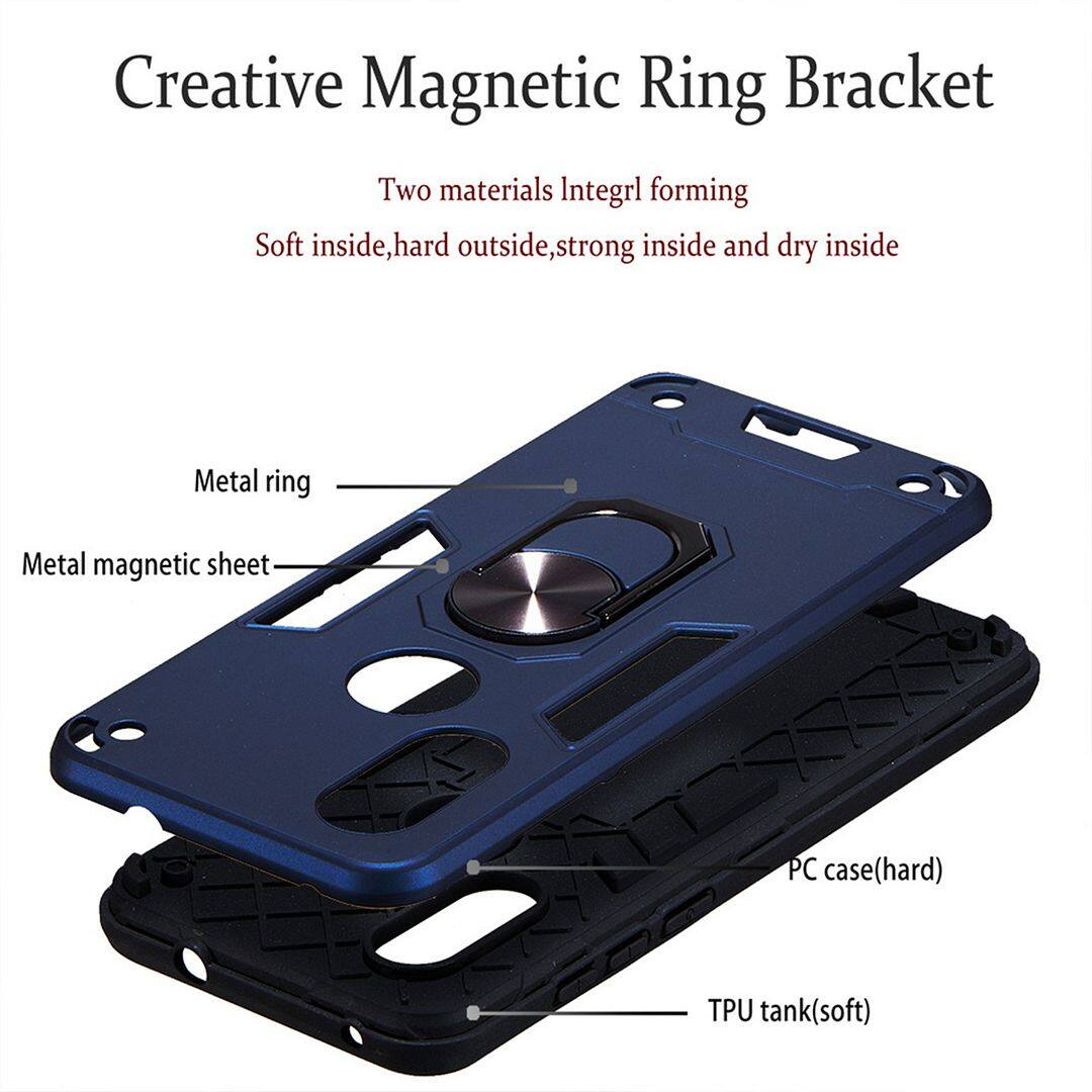 For LG G8X ThinQ (6.4 ) Case, 2in1 Soft Silicone TPU and Hard PC Shockproof Rotating Ring Bracket Support Stand Back Cover Phone Casing