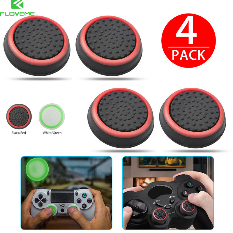 FLOVEME 4pcs Stick Grips Cover Silicone Analog ThumbFor Xbox 360 One Playstation 4 for PS4/PS3 Pro Slim Gamepad Cap Joystick Cap Cases