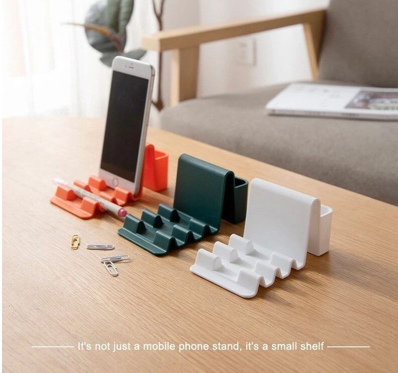 【Alien Data】Universal Solid Color Wave Multi-function Desktop Phone Holder Tablet E-book Holders Phone Stand Desk Holder