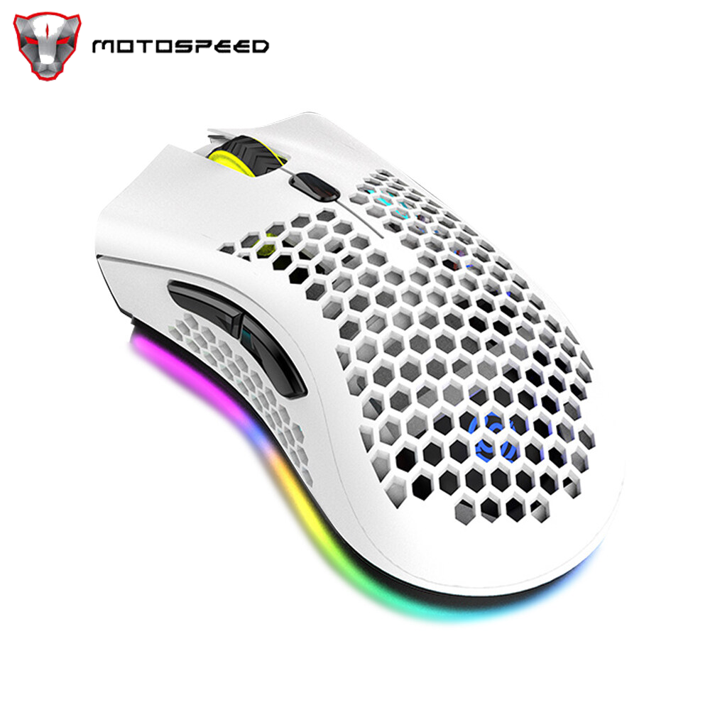 2.4G Wireless Gaming Mouse Rechargeable Mouse with RGB Light Effect 3 Adjustable DPI Hollowed-out Honeycomb Design Black