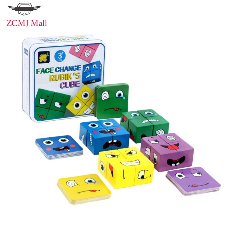 ZCMJ Mall Face Expression Changing Cube Table Games Logical Thinking Training Large Particle Building Blocks Educational Toys