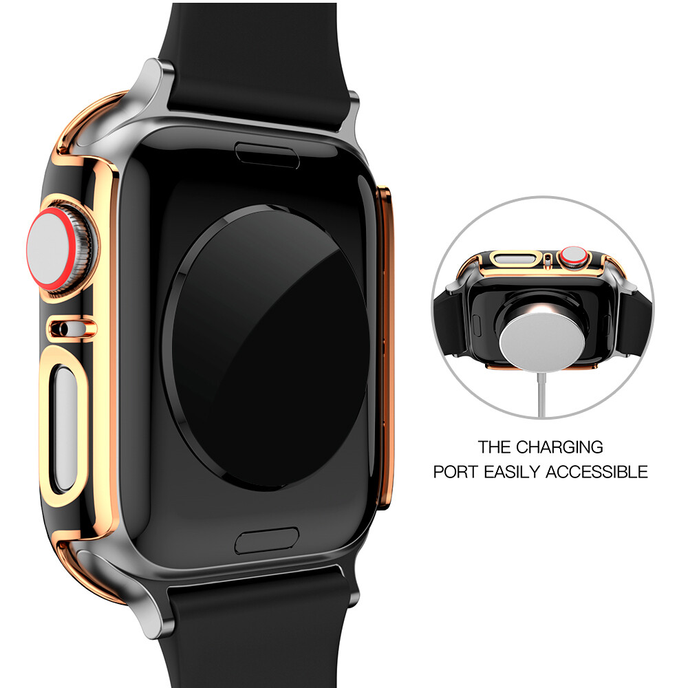 Ultra Thin Hard PC Tempered Glass Screen Protector Protective Frame Shell for Apple Watch Series 6 SE 5 4 3 electroplating anti-scratch Case Cover 38mm 40mm 42mm 44mm 41mm 45mm