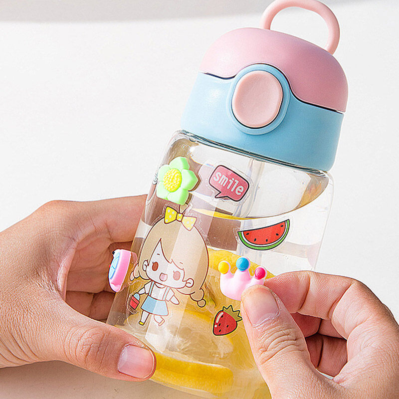 420ml tự làm dán cốc uống cho bé trẻ em sáng tạo trường nước uống chai ống hút chống rò...