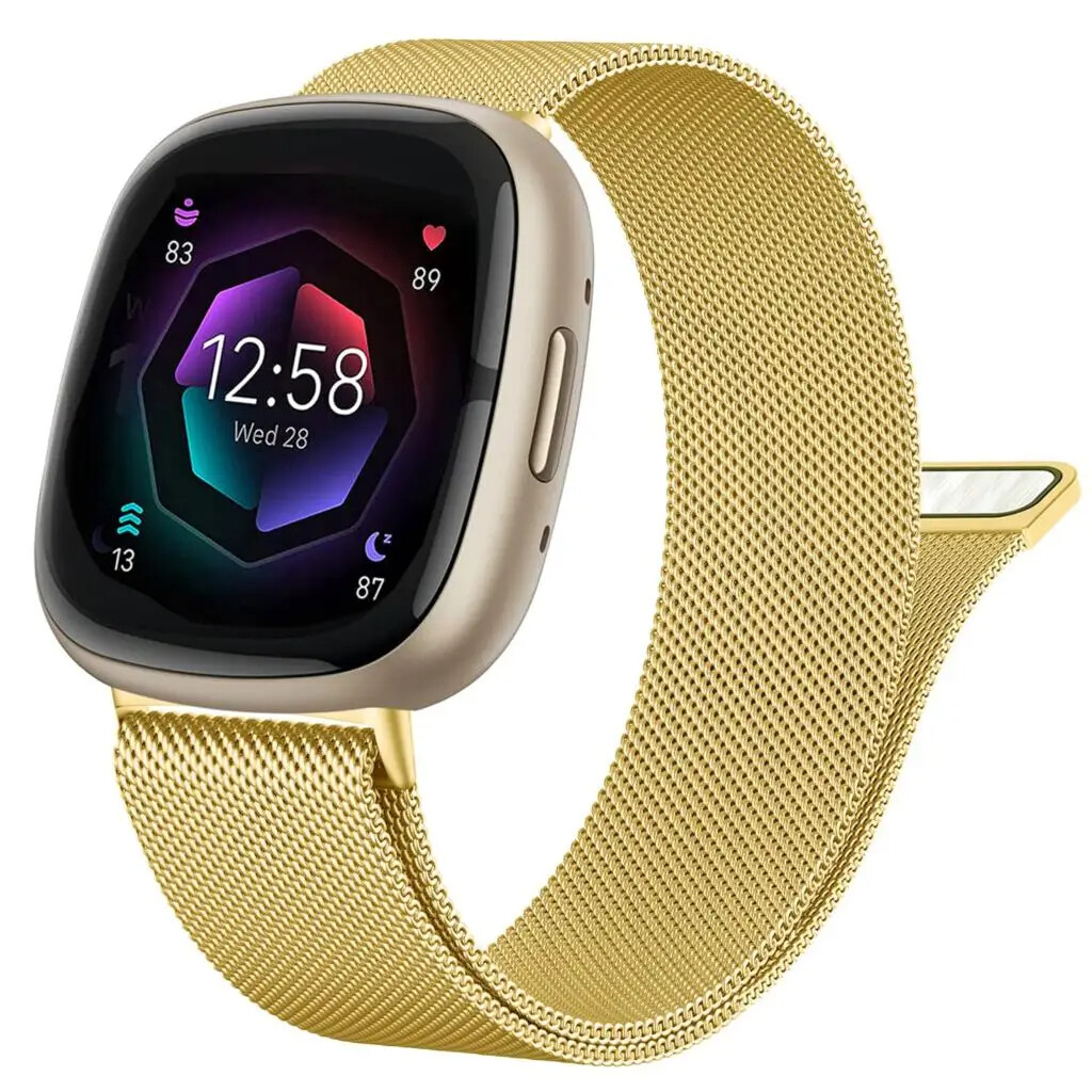 Milanese Loop Strap for Fitbit Versa 4 Strap Women Men Fitbit Sense 2/Sense Stainless Steel Band Fitbit Smartwatch Versa 3 Metal Mesh Wristband