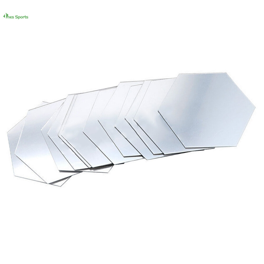 12Pcs 3D Mirror Hexagon Vinyl Removable Wall Sticker Decal Home Decor Art DIY Ines