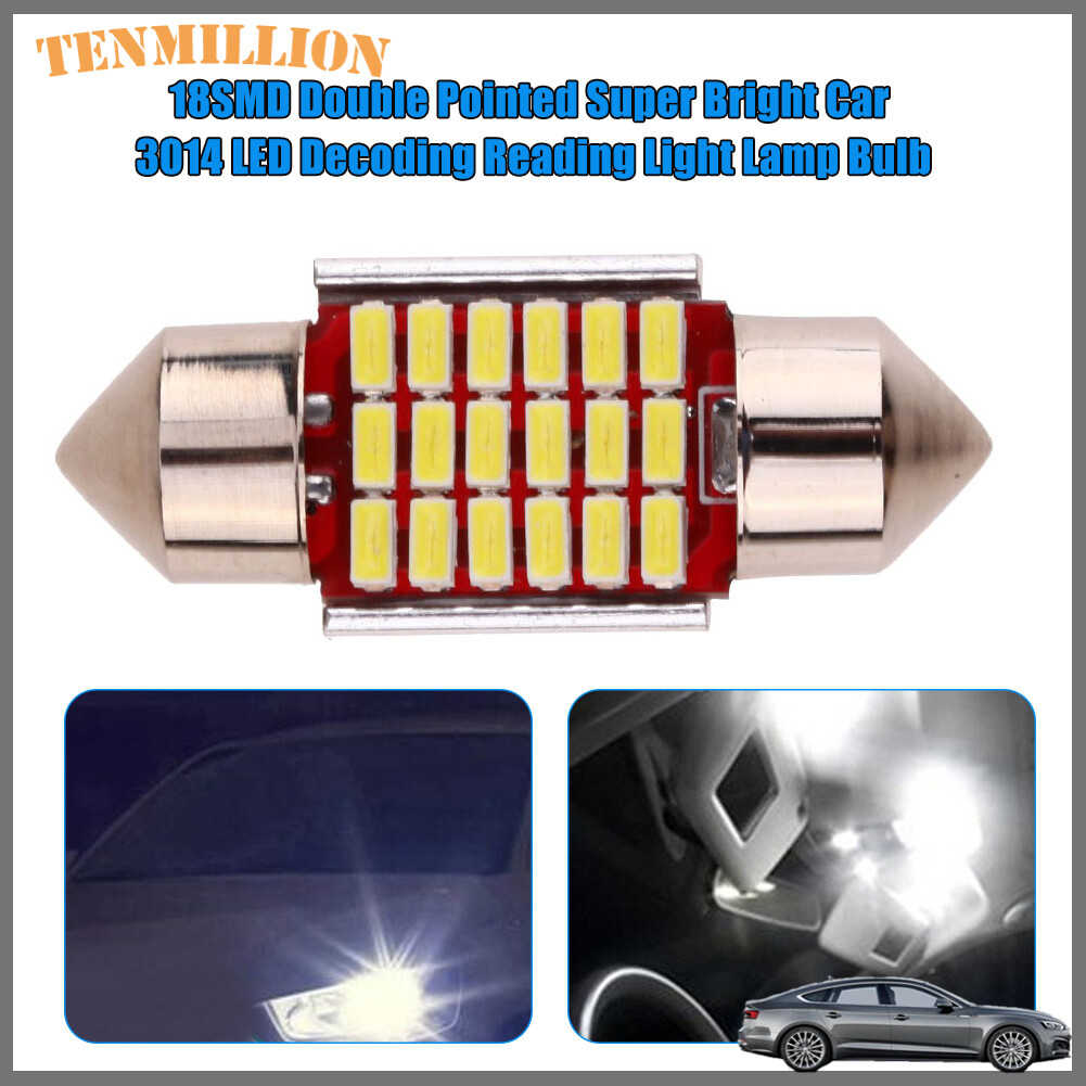 18SMD Double Pointed Super Bright Car 3014 LED Decoding Reading Light Lamp Bulb