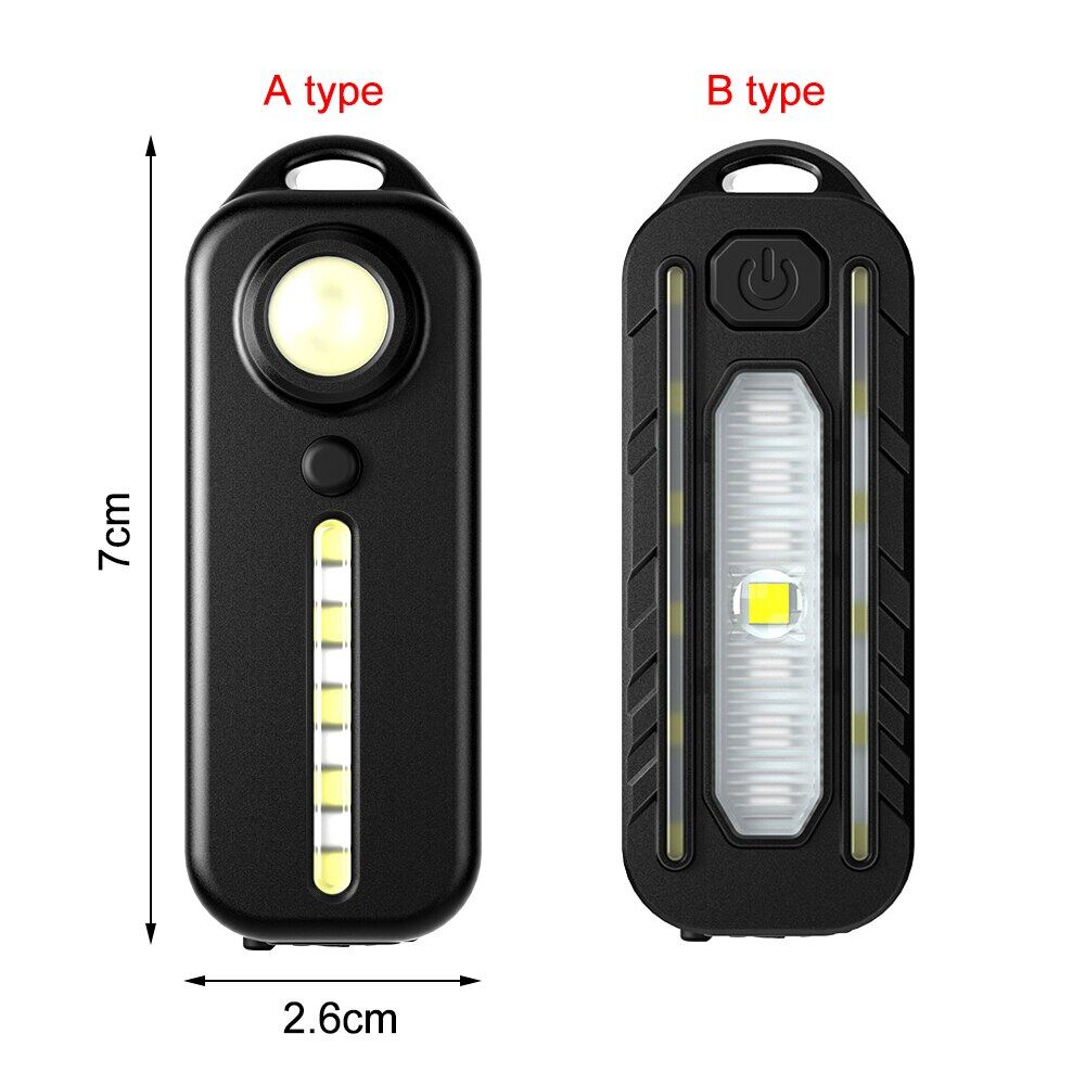 Hot Sales】VIRWIR Ultra-small Mini LED Light-emitting Small Flashlight Keychain Light 5 Light Modes Torch Light Multi-function Clip Flashing Warning Safety Flashlight Torch Bicycle Warn Light USB Rechargable Whistle Key Light