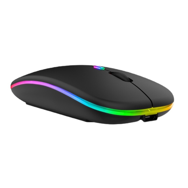 Wireless Mouse, Ultra Slim Colorful LED Rechargeable Mouse 2.4G PC Computer Laptop Cordless Mice with USB Receiver