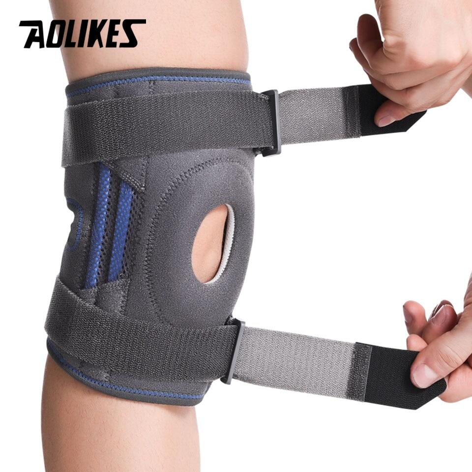 AOLIKES Adjustable Knee Pads with Straps Protector Silicone Spring For Basketball Running Volleyball Arthritis Knee Pads Joints Support