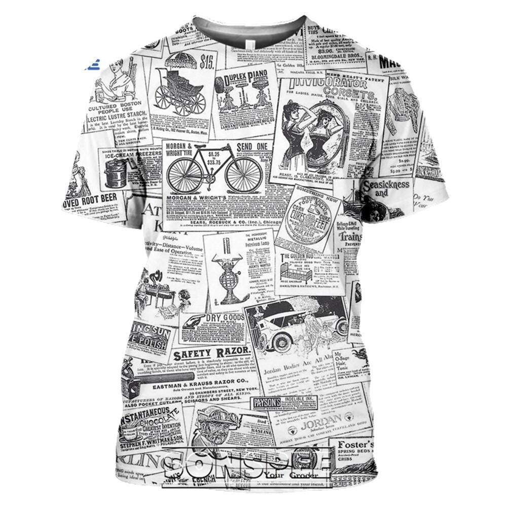 Newspaper Print Tshirt Mens - Best 