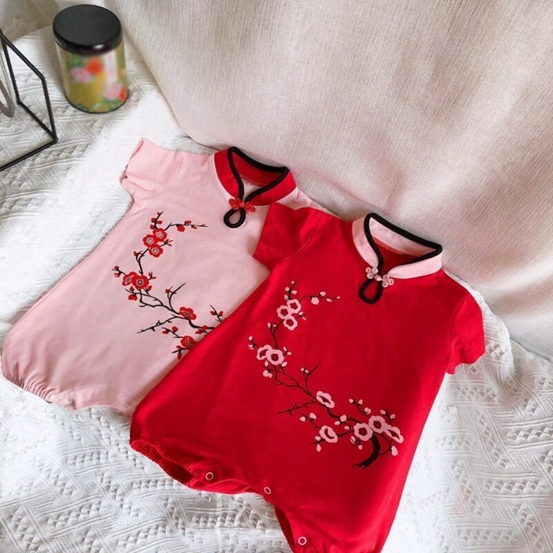 Nơi bán Trẻ Sơ Sinh Bé Gái Ngắn Tay Retro Hoa In Rompers Trẻ Em Bodysuit Áo Liền Quần