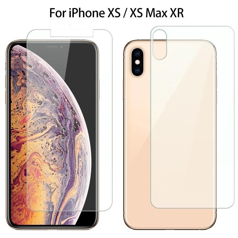 Compatible with iPhone Xs Xs Max XR 7 8 Plus Front+Back Tempered Glass Screen Protectors