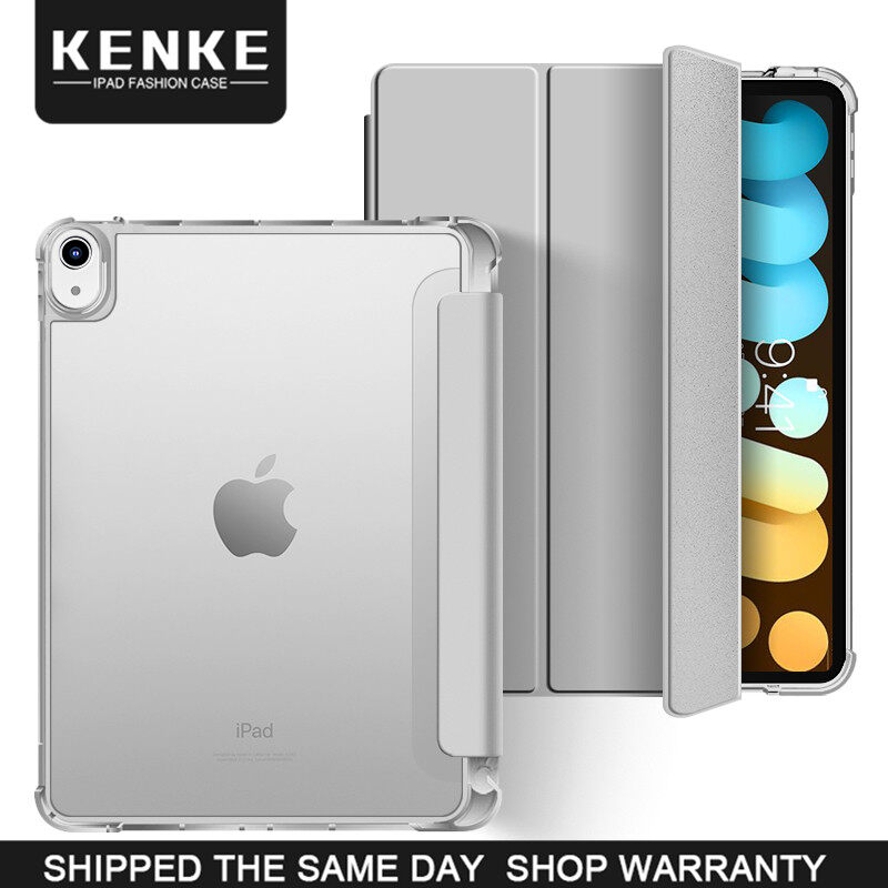 KENKE iPad case with pen slot Frosted translucent cover for Apple 2021 2020 iPad mini 6 Pro 11 12.9 iPad 10.2 9th 8th 7th iPad 10.9 Air 4 iPad 9.7 5th 6th 2017 2018 iPad mini 5 iPad 2019 Air3 Pro 10.5 cover case