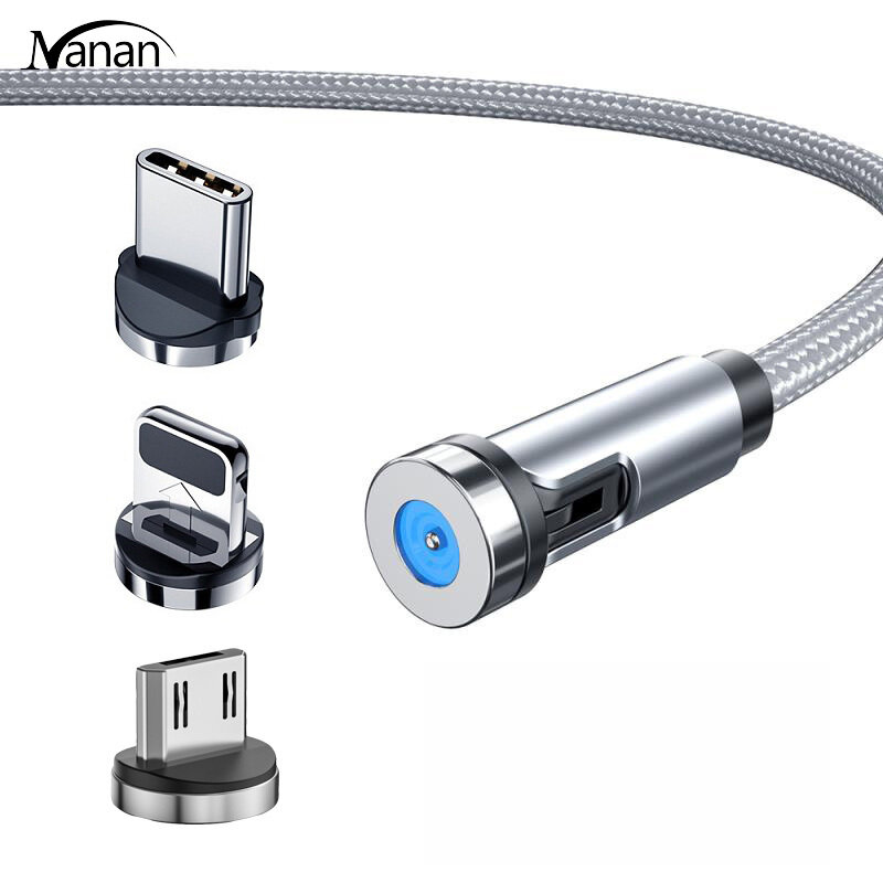 540-degree Rotating Magnetic Cable Fast Charging Magnetic Charger Cable Compatible For Ios / Android / Type-c