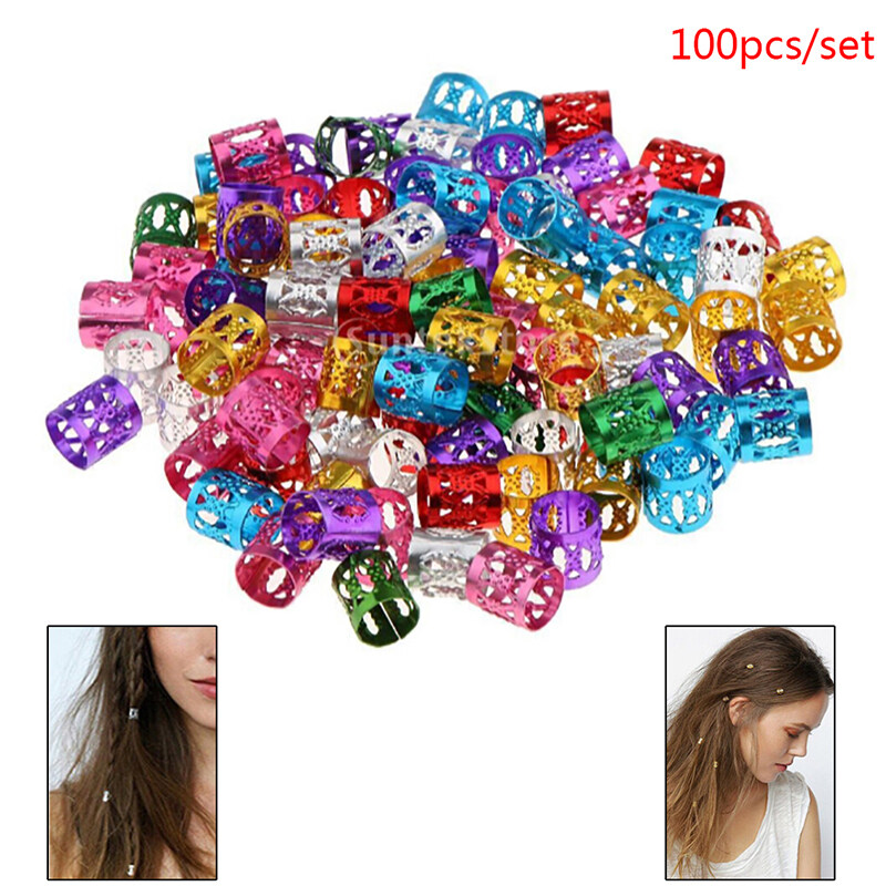Lgj 100x DIY Dreadlock Hạt Điều Chỉnh Tóc Bện Nhẫn Đeo Kẹp Bán Buôn Trẻ Em cao cấp