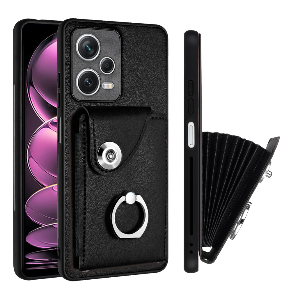 Phone case for xiaomi redmi 12 4g redmi note 12 5g redmi note 12 pro 5g redmi note 12 pro+ plus 5g, wallet case with card holder ring pu leather kickstand card slots case