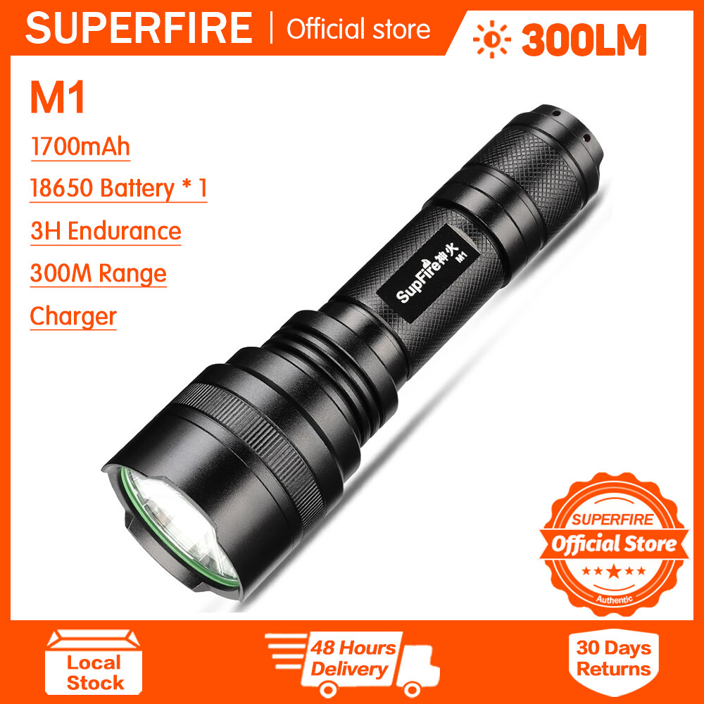 SUPERFIRE Flashlight M1 LED Flashlight Rechargeable 300 Lumens Super Bright Portable Torchlight Waterproof M2 Flashlight Outdoor