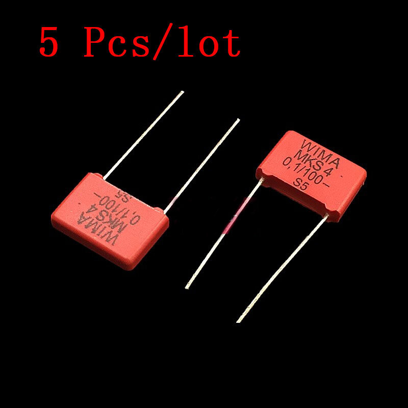 5 pcs/lot wima mks4 capacitor 100v 0.1uf 104 100nf foot pitch 7.5mm