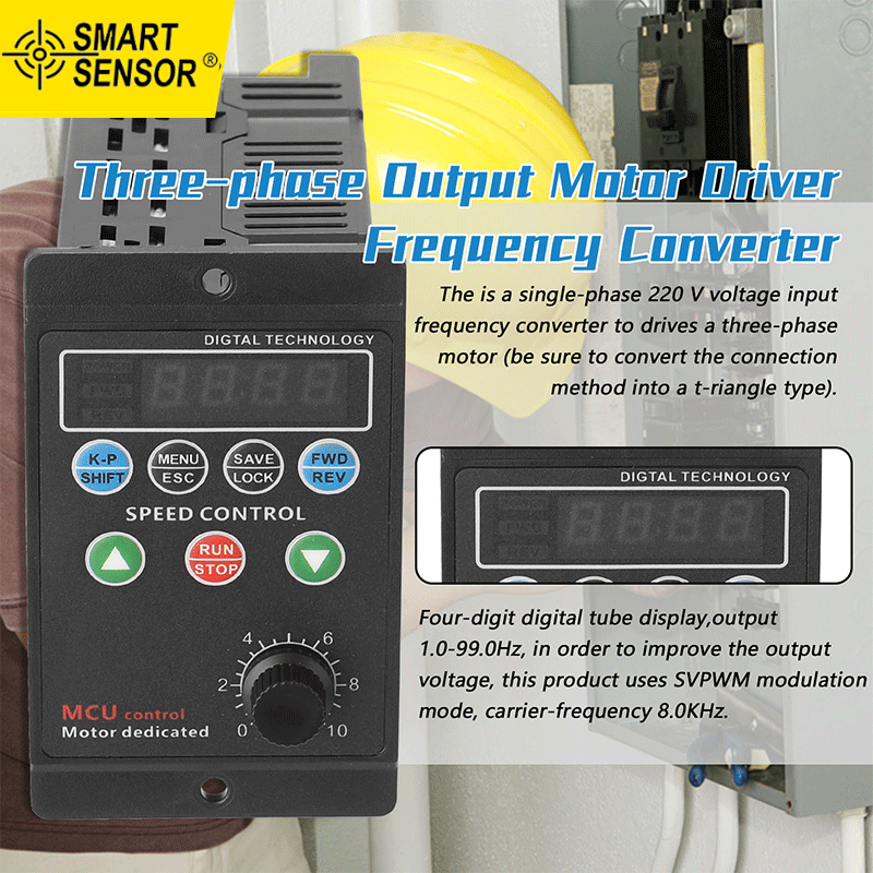 SMART SENSOR 220 V Single-phase Input Three-phase Output Motor Driver Frequency Converter with Four-digit Digital Tube Display