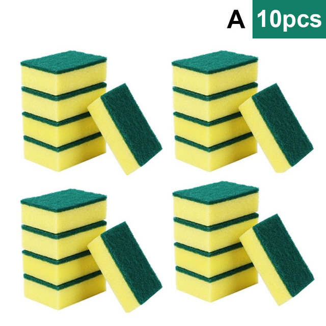 10PCS High Density Sponge Wipe / Decontamination Double-sided Cleaning Dishwashing Sponge / Kitchen Nano Clean Rub /Multi-Use Heavy Duty Scrub Sponge / Magic Cleaning Sponges / Scouring Supplies