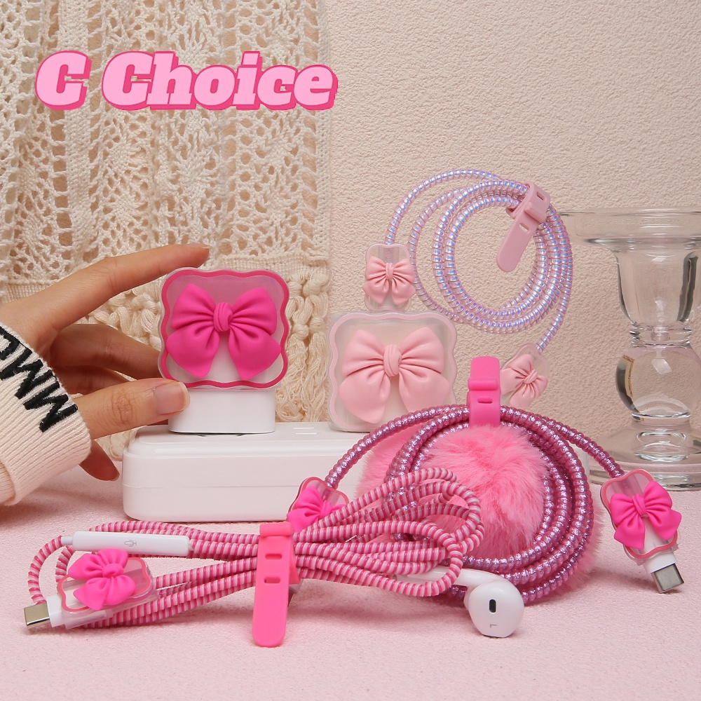 7IN1 Set CHARGER PROTECTOR with Laser Cable Protector Earphone Protector Cable Winder Compatible  for iPhone 18w 20w 14promax 14pro 14 ip12 11pro [cchoice]