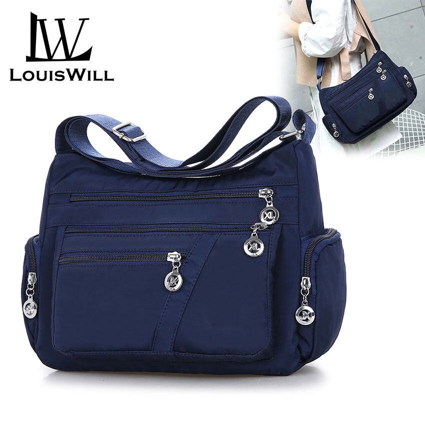 Túi xách nữ chất liệu vải nylon chống nước có thể đeo chéo nhiều ngăn tiện lợi LouisWill thời trang