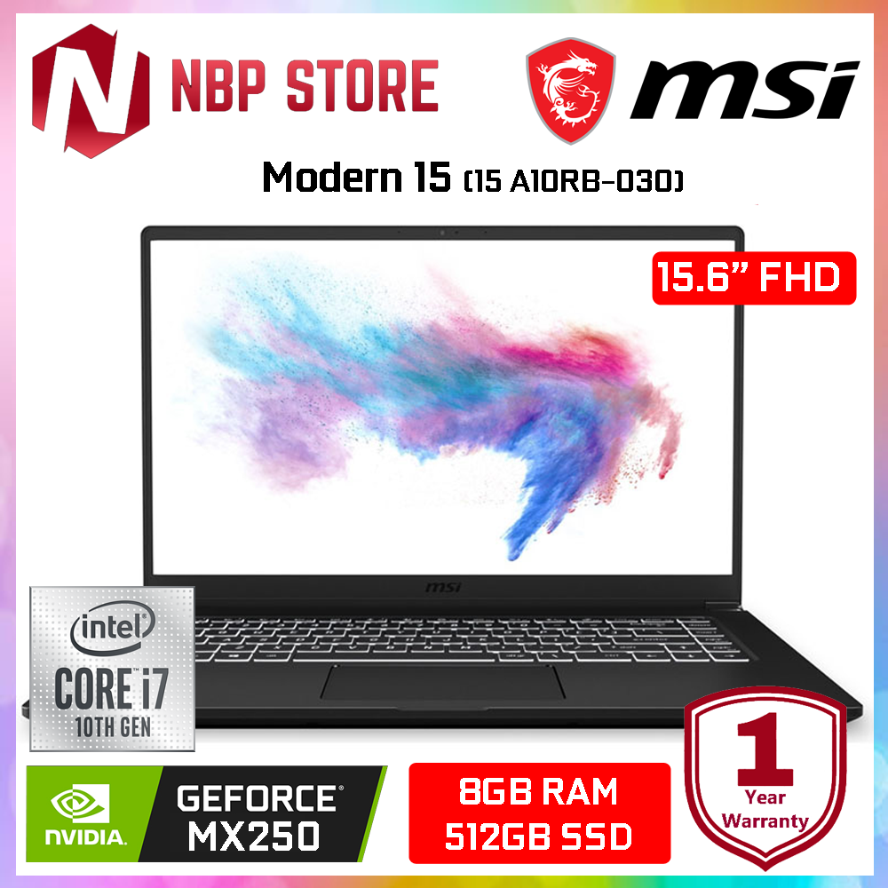 MSI Modern 15 A10RB-030 15.6 FHD IPS Laptop ( i7-10510U, 8GB, 512GB, MX250 2GB, W10 ) Malaysia