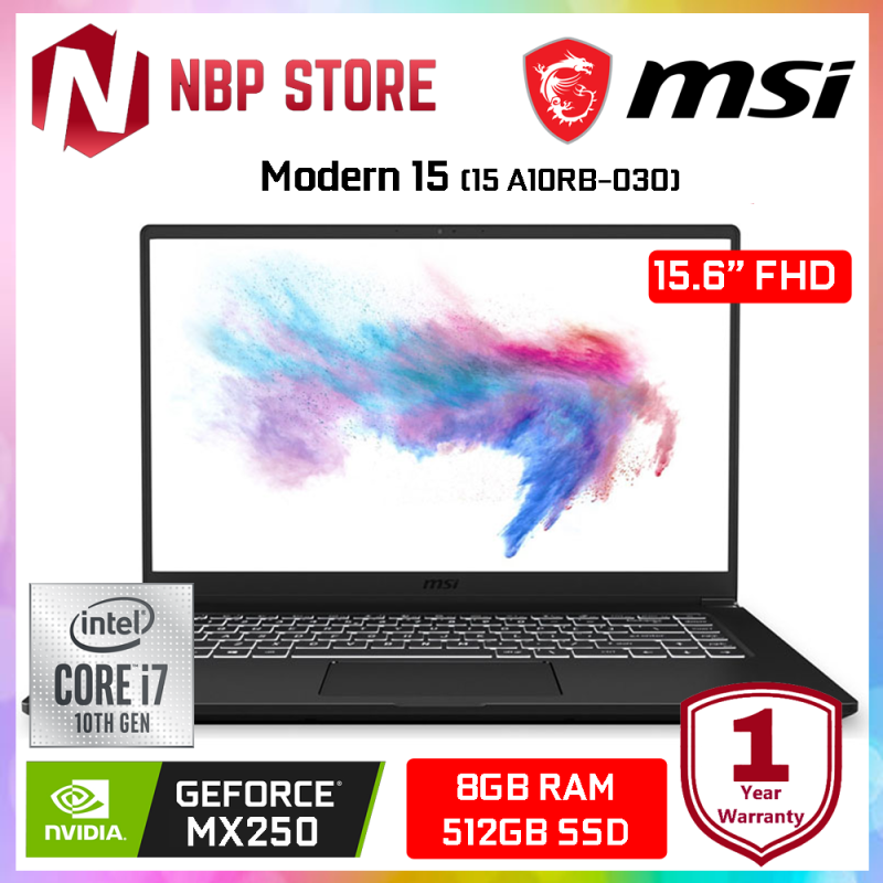 MSI Modern 15 A10RB-030 15.6 FHD IPS Laptop ( i7-10510U, 8GB, 512GB, MX250 2GB, W10 ) Malaysia