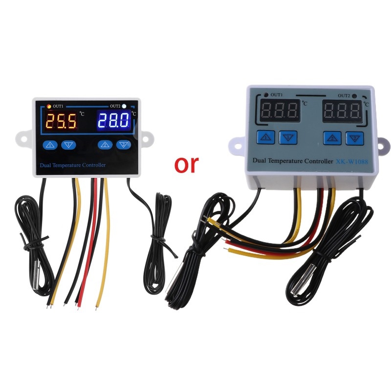 XK-W1088 dual digital display dual temperature dual control thermostat 10A heating refrigeration temperature controller ELEGANT