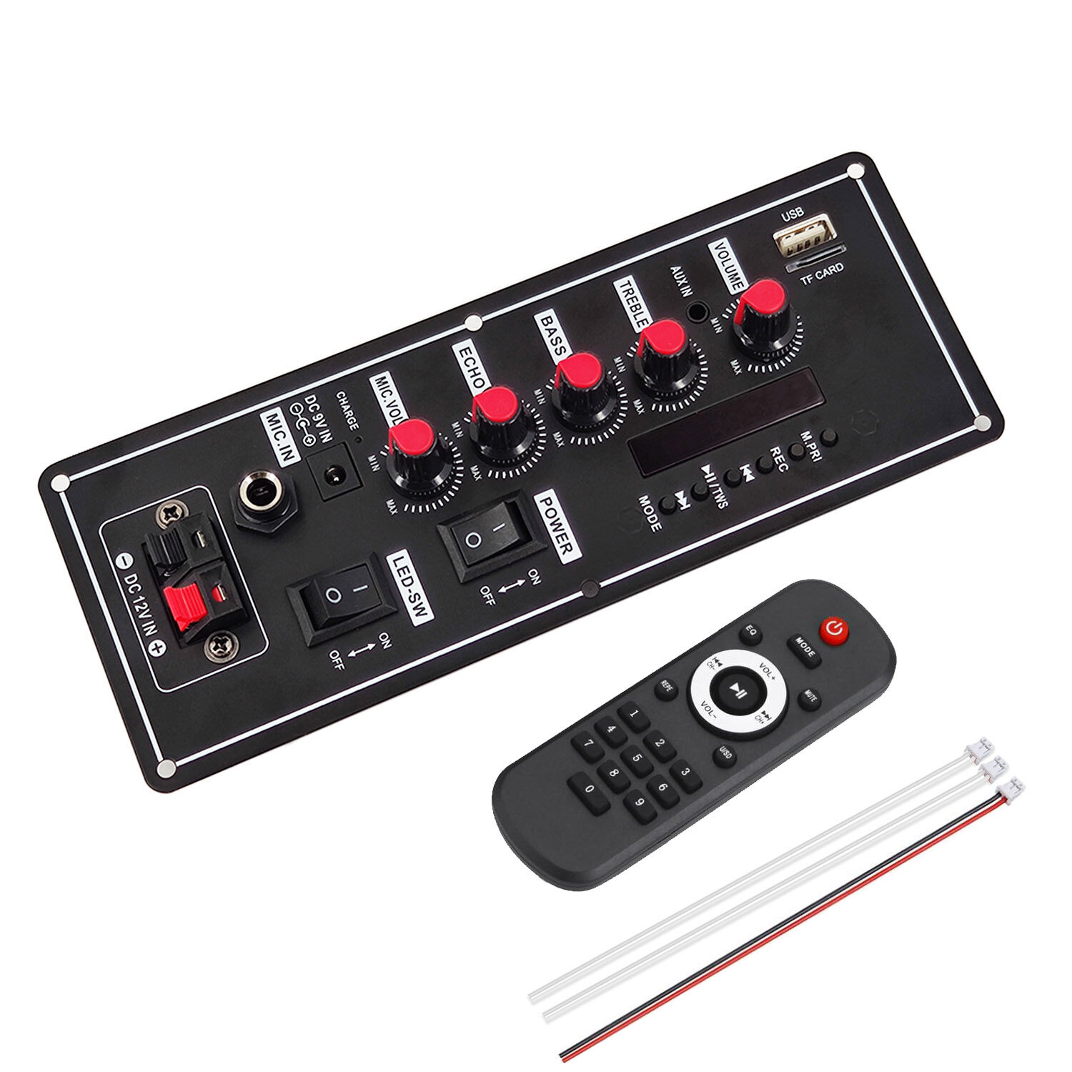 20W Bluetooth 5.0 Amplifier Board Trolley Speaker Decoding Microphone karaoke Amplificador FM Radio AUX TF USB