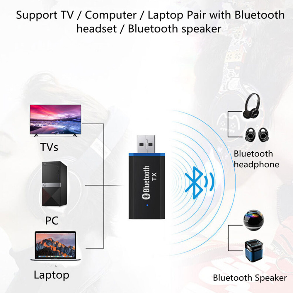 Bộ Phát Âm Thanh JTKE USB Bluetooth 5.0 + EDR, Cho Trình Điều Khiển T V PC- Bộ Phát Dongle Âm Thanh USB Miễn Phí Bộ Chuyển Đổi Không Dây AUX 3.5MM 3.5