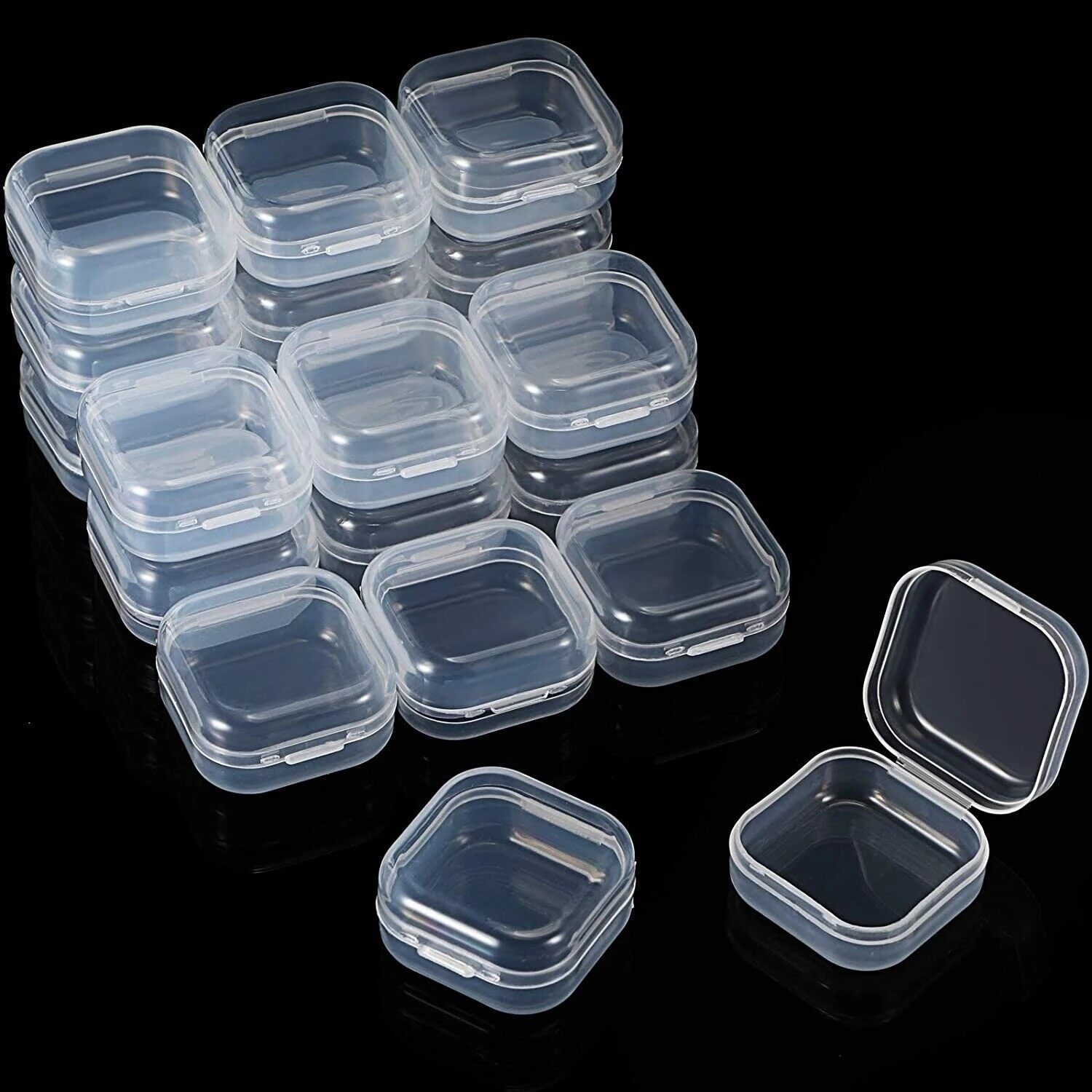 1/5/10/20pcs Small Square Clear Plastic Jewelry Boxes Finishing Container Storage Box for Earrings