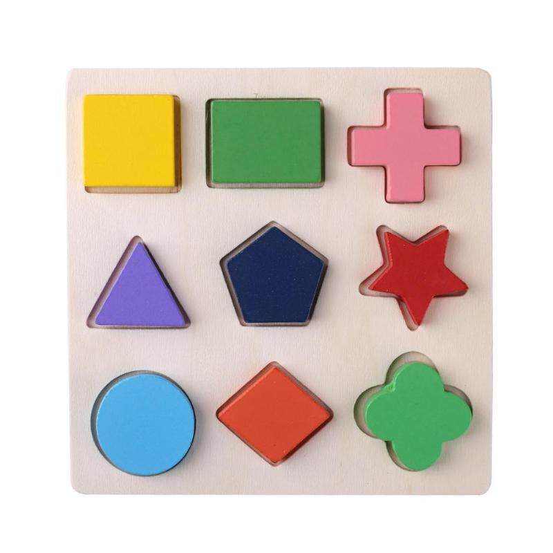 Wooden Geometric Puzzle Shape Toys For Kids Montessori Shapes ...