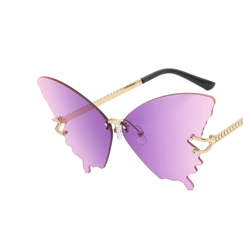 Butterfly Rimless Sunglasses Women Luxury Brand Designer Fashion Oversized Creative Sunglasses Vintage Butterfly Eyewear UV400