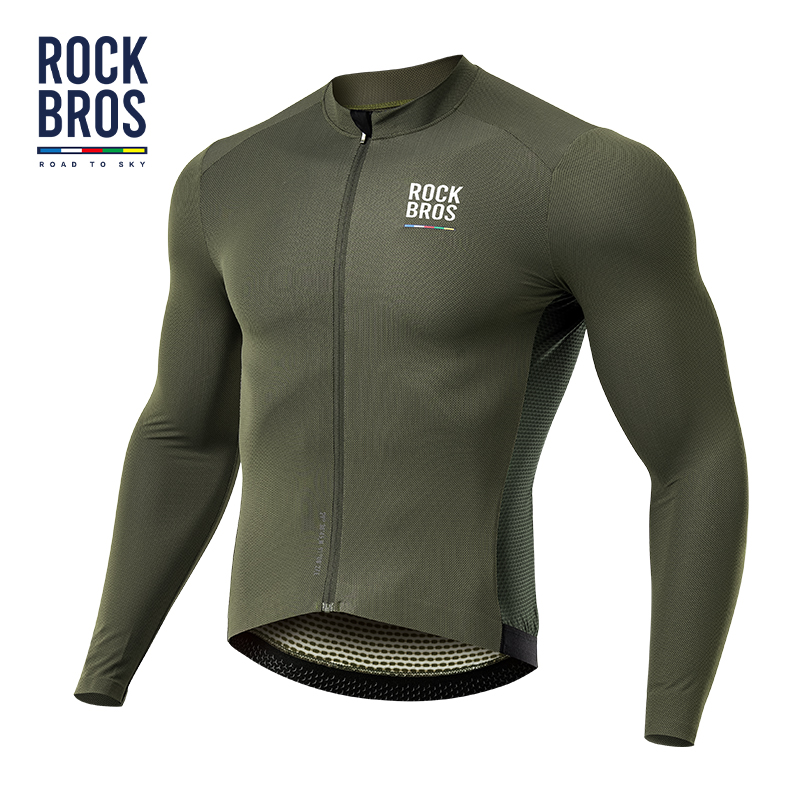 ROCKBROS Long Sleeves Breathable Men's Cycling Jersey UV Protect MTB Jersey Comforable Sweat Absorbed Jersey