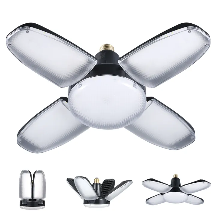 Ac85 265v Deformable Garage Light Leds Four Leaf Fan Blade Bulb Ceiling Lamp E27 E26 Base Lighting Angle Adjustable 6500k Daylight White For Work Warehouse Basement Lazada Singapore Ac85 265v Deformable Garage Light Leds, Ceiling Fan Light Base