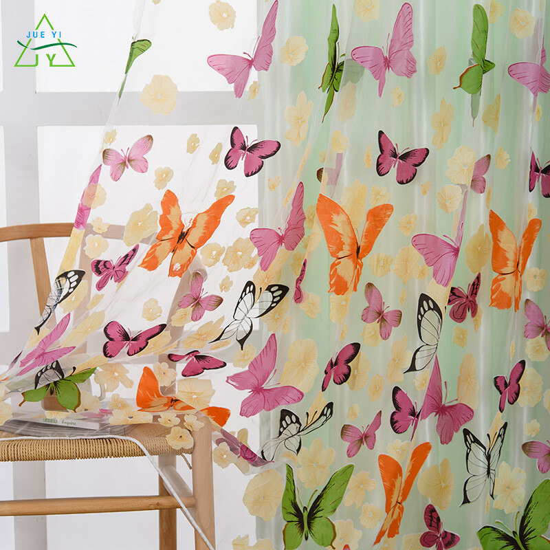 KS New printed big butterfly yarn finished curtain