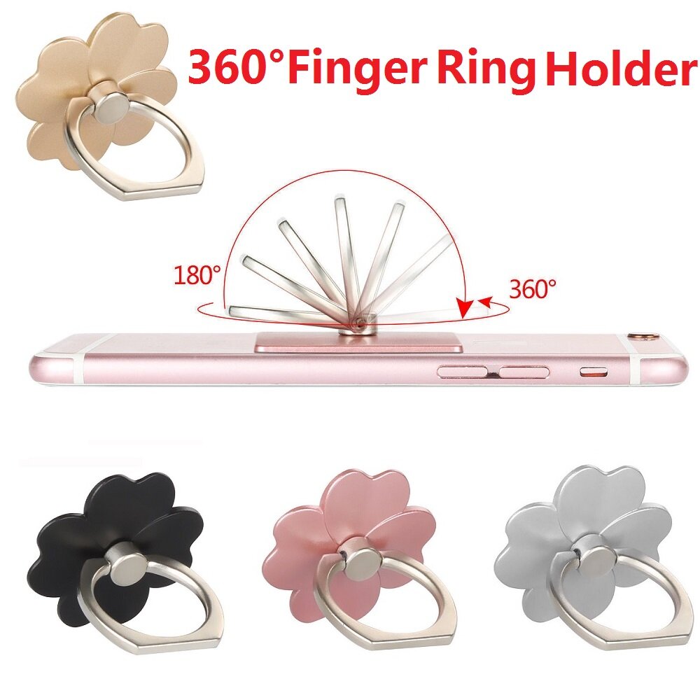 [SONGFUL] 360°Phone Finger Ring Holder Lucky Clover Flower Universal Accessories Grip Desk Stand Mount Mobile Cell Phone Sent Phone Holder