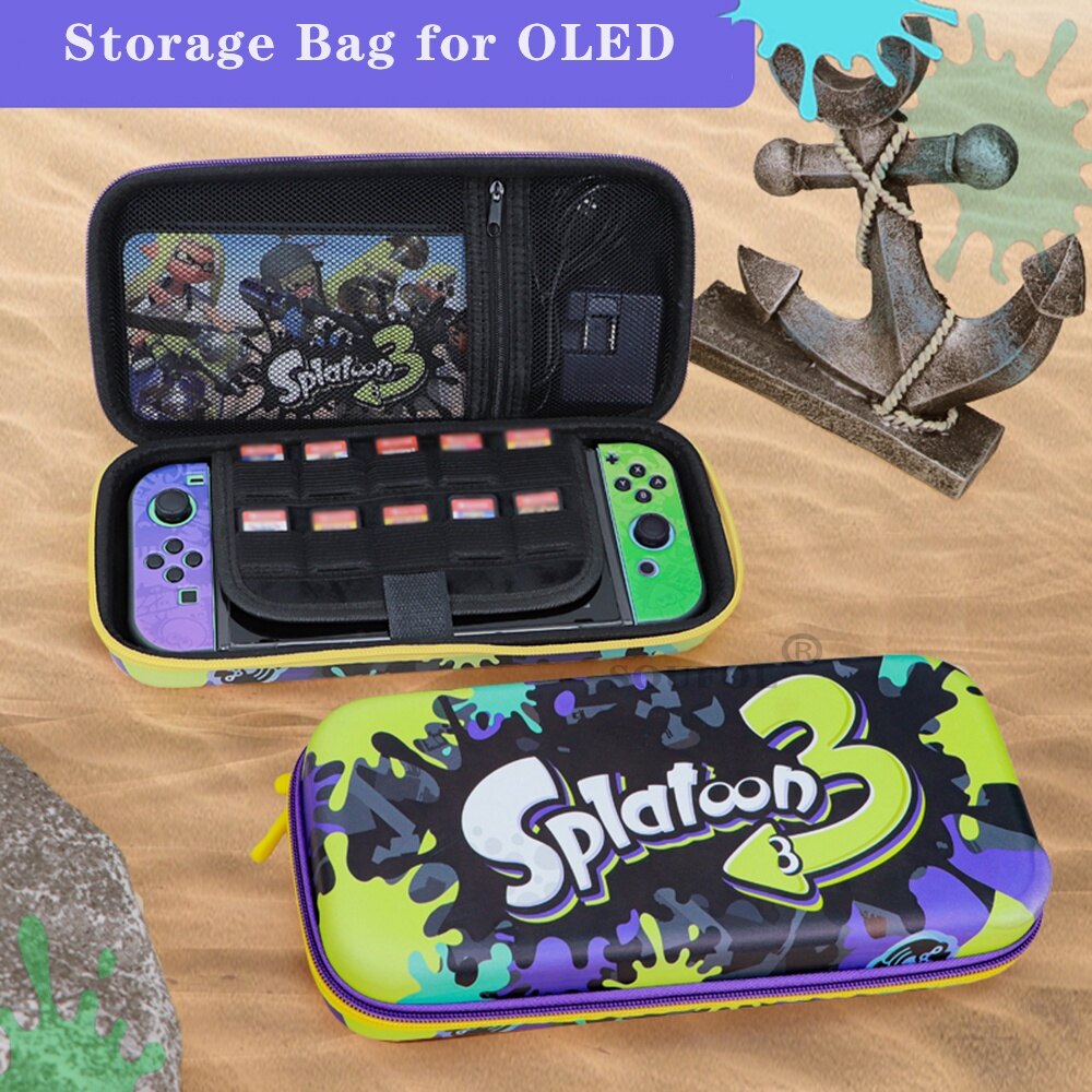 Vỏ Bảo Vệ Đế Sạc Vỏ Hộp Đựng Thẻ Trò Chơi Túi Đựng Splatoon 3 Cho Nintendo Switch & Switch Phụ Kiện Máy Chơi Game Oled