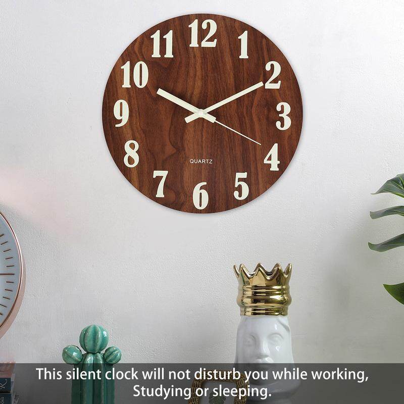 Wall Wooden Wall Clock Luminous Number Hanging Clocks Quiet Dark Glowing Wall Clocks Modern Watches Home Decor Modern Christmas Gift Clock Glowing Number Watches